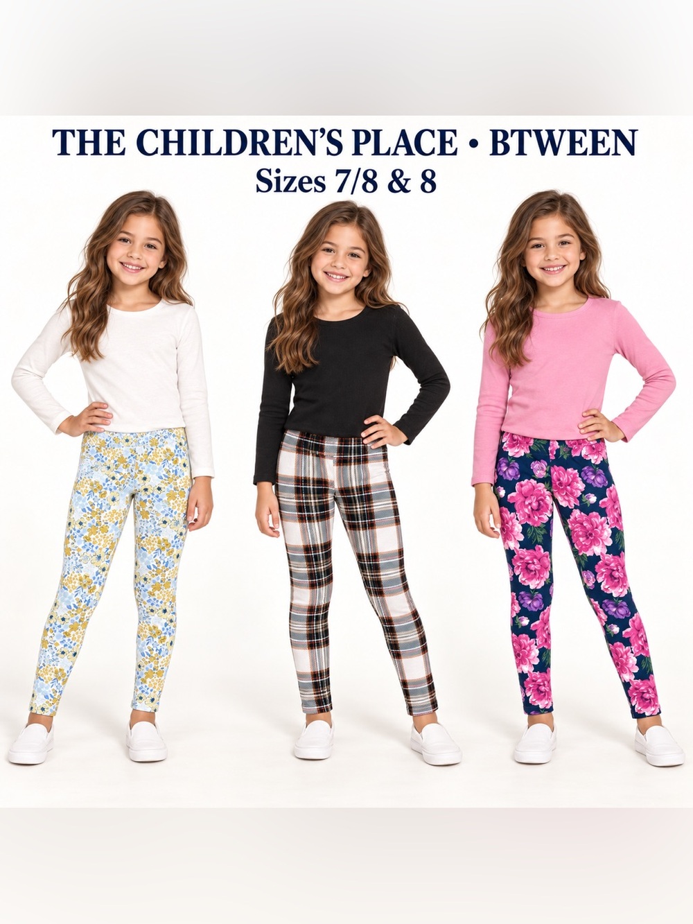 Girls Leggings Bundle Size 7/8–8 Floral Plaid The Children’s Place Btween casual